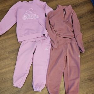 Adidas Kids Light Pink and Mauve Joggers Set